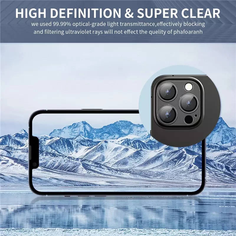 Vidrio Protector de lente de cámara de Metal para IPhone 14 13 15 Pro Max 12 Mini 14 Plus 14Pro 13Min 15Plus, accesorios de cubierta de lente de vidrio