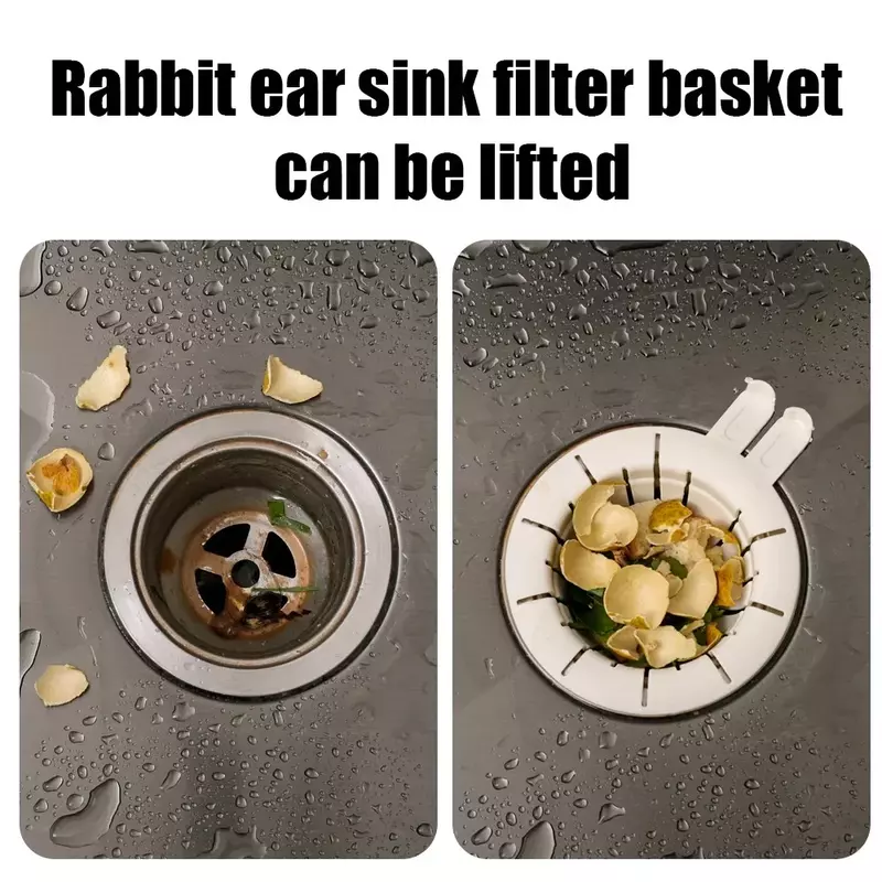 Cestino del filtro dell'orecchio del coniglio cartone animato filtro del lavandino carino raccoglitore di cibo scarichi a pavimento del bagno raccoglitore di capelli strumenti creativi per la casa