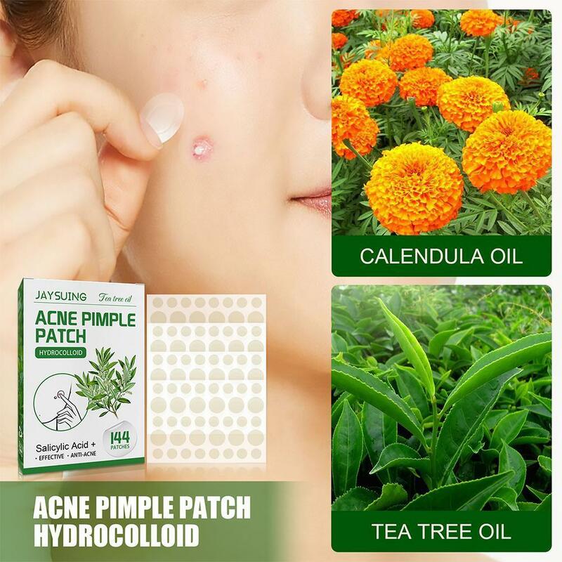 Parches translúcidos mate para acné, ácido salicílico hidrocoloide, aceite de árbol de té para acné inflamado, mejora los puntos blancos, 144