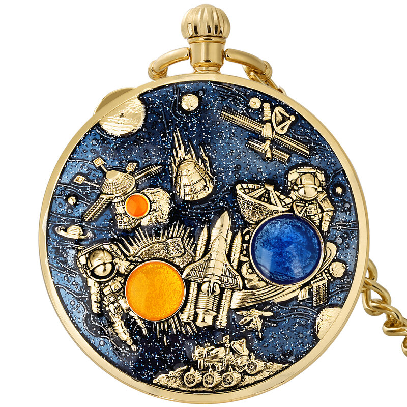 Orologio da tasca musicale originale orologio da uomo al quarzo a tema spaziale orologio da donna con collana musicale orologi coppie uniche da collezione Gif