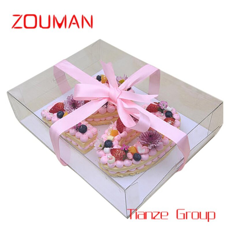 Custom , Customized Luxury Transparent Cake Packaging Box Digital Cake Box Square PET Food Packaging Gift Box