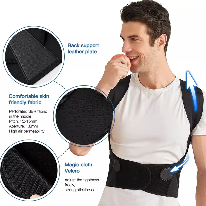 Corretor da postura para mulheres e homens, cinta ajustável do ombro, straightener traseiro, usado para a espinha média e superior