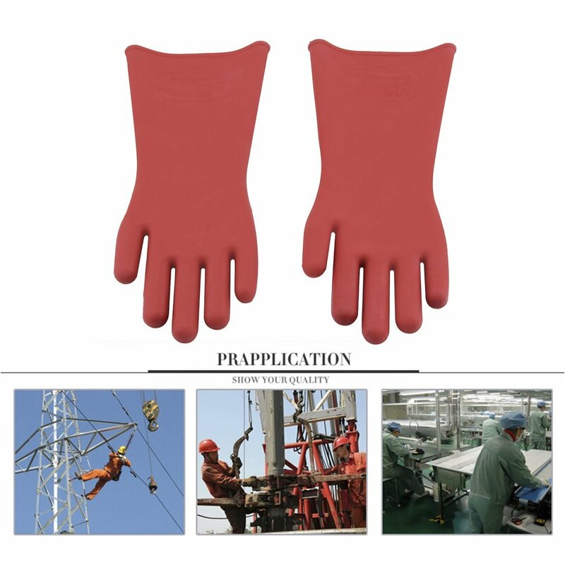 1 Pair Professional 4500V High Voltage Electrical Insulating Gloves Rubber Electrician Safety Glove 40cm Accessory