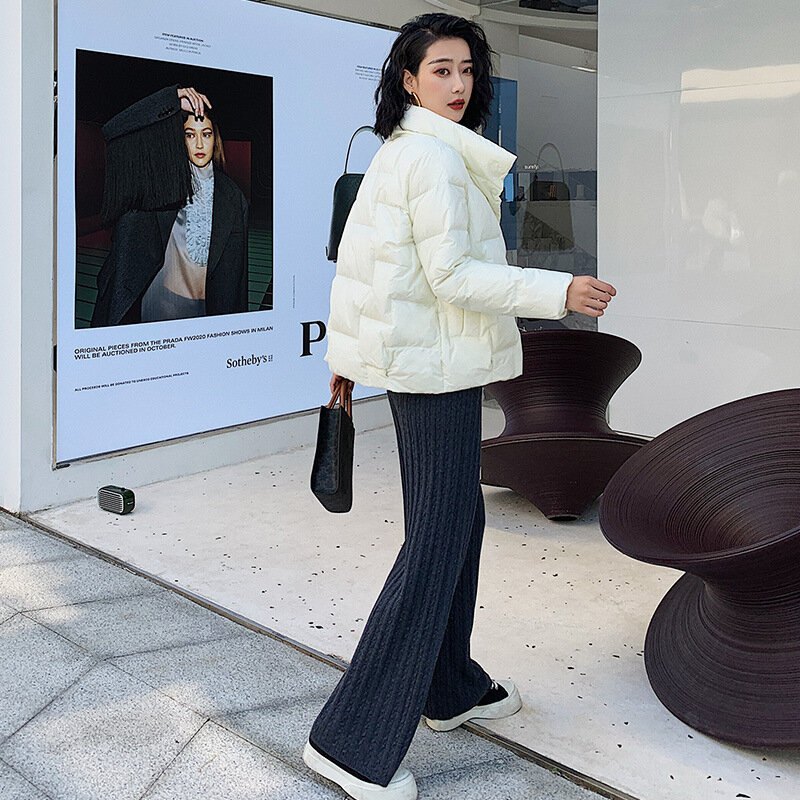 2022 nuove donne invernali manica lunga bianco caldo piumini d'anatra moda Casual cappotti neri