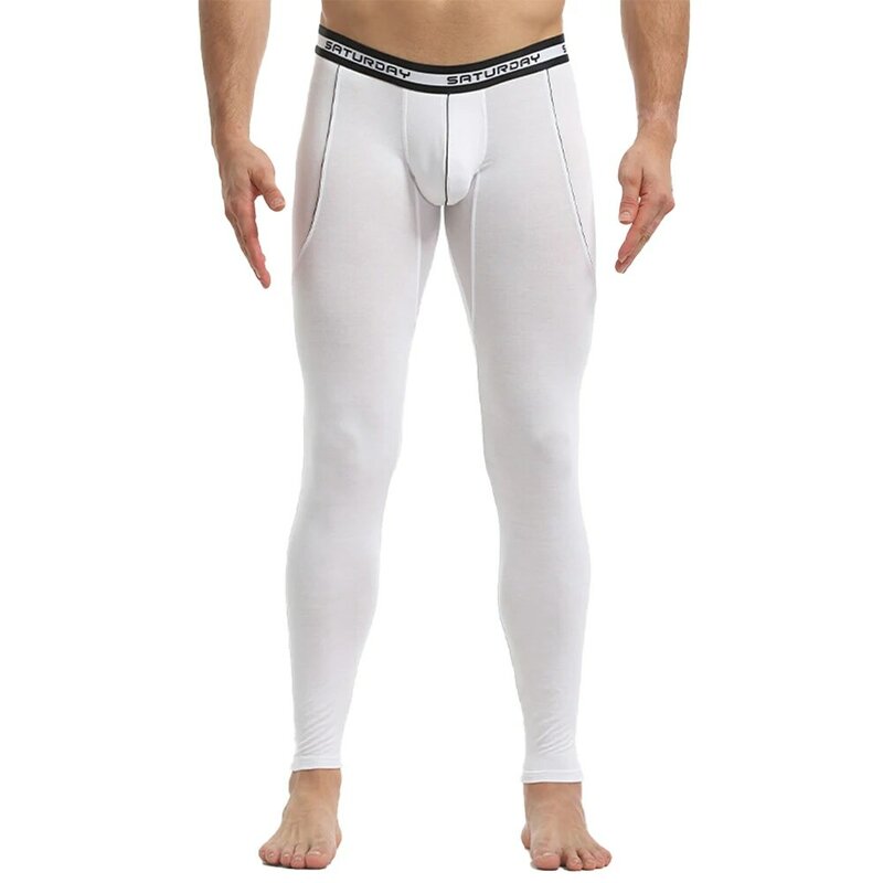 Men's Long Johns Thermal Pants Tight High Stretch Underwear Fleece Leggings Winter Sleepwear Invisible Thermo Warmer Sweatpants