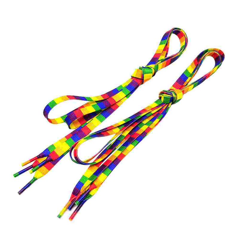 Cordones de arcoíris con cordones, cordones elásticos planos, rampa degradada, poliéster, a la moda