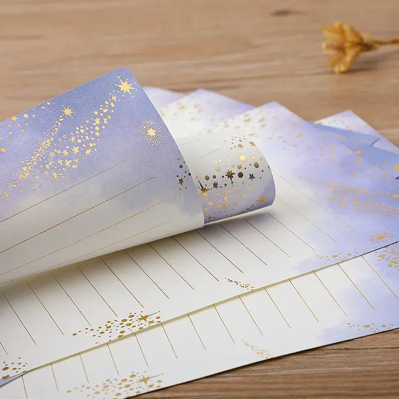 Papier à lettres vintage pour enveloppes, bloc-notes mignon, papeterie, fournitures d'invitation de fête de mariage, A5, 8 pièces par paquet