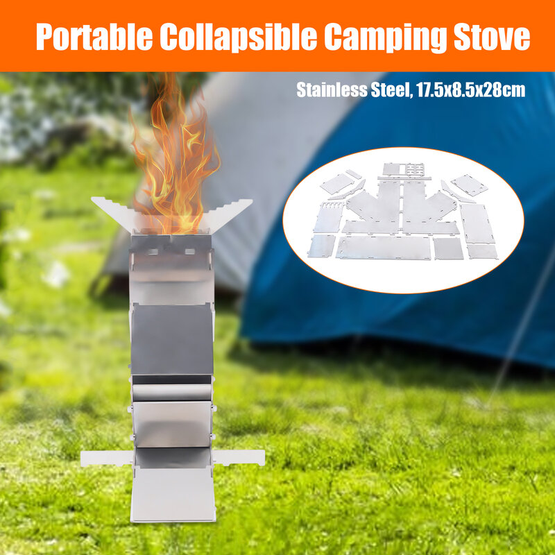 Outdoor Survival  Hiking Camp Tourist Folding  Wood Cooker Picnic BBQ Cooking Equipment Portable and Easy to Disassemble