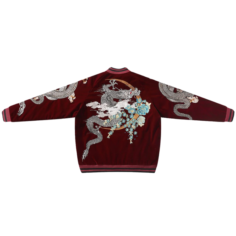 2024 Chinese Style Dragon Year Men's Embroidered Jacket Winter Warm Cool Totem Yokosuka Cotton Padded Baseball Uniform Jacket