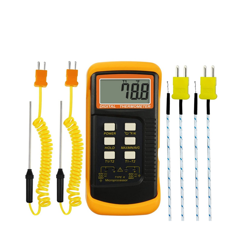 デュアルチャネル付きk型体温計、ハンドヘルド温度計、高温、-50-1300 Olyc、4プローブ