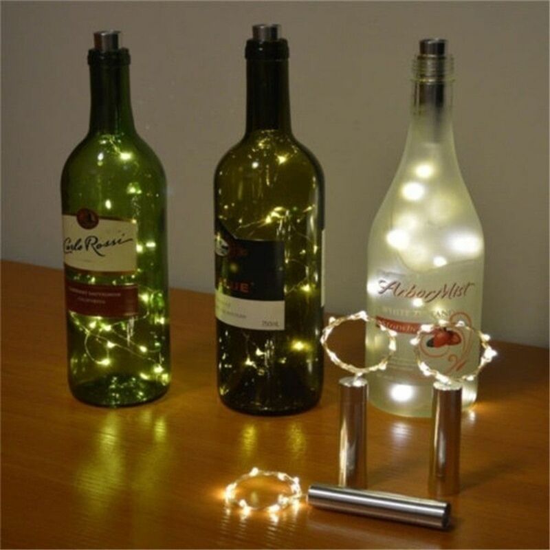 Luces LED impermeables para botella de vino, suministros de Festival con forma de corcho, tapón de vino, decoración de fiesta, lámpara de cadena estrellada