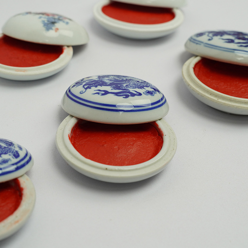 Bantalan Tinta Inkpad Kaligrafi Lukisan Cina Segel Merah Pasta Keramik Bantalan Kotak Yinniscap Karya Seni Kerajinan Vermilion Menggunakan Sidik Jari