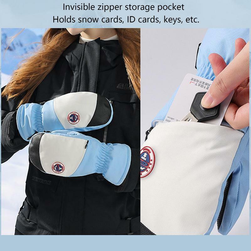 Guanti da neve per uomo guanti da neve impermeabili guanti invernali Touchscreen da donna guanti da sci termici antivento con guinzagli da polso