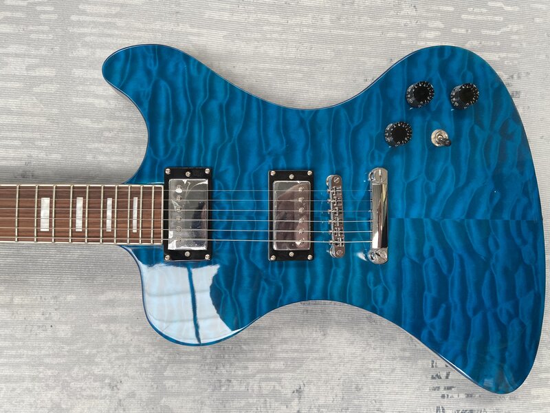 Big Blue Floral Folheado Guitarra, Have Gift $ on Logo, Corpo Mogno, Off the Shelf, Luz, Made in China, Frete Grátis