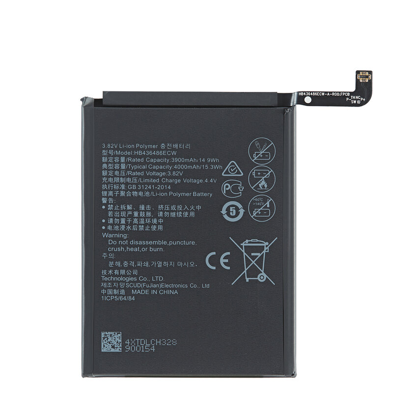 Baterias de Substituição para Huawei Companheiro 10, HB436486ECW, 4000mAh, Companheiro 10 Pro, P20 Pro, AL00, L09, L29, TL00, 100% Original
