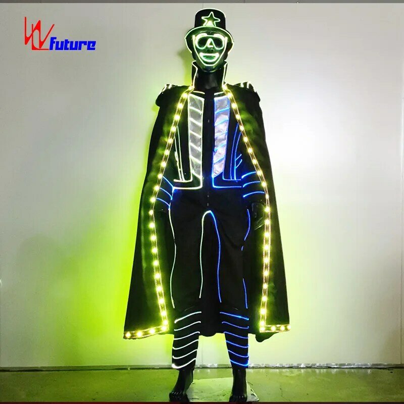 Hot Sale Halloween Costume LED Suits Mens Stage Performance Wear Tron LED Dance Costume
