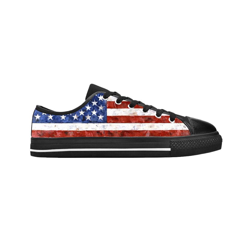 Zapatos de tela informales para hombre y mujer, zapatillas cómodas y transpirables con estampado 3D, bandera americana de EE. UU., moda de Estados Unidos