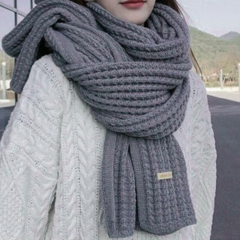 Envoltura de cuello suave y acogedora para mujer, bufanda de invierno de punto de estilo japonés, envoltura de cuello engrosada a prueba de viento, Color sólido