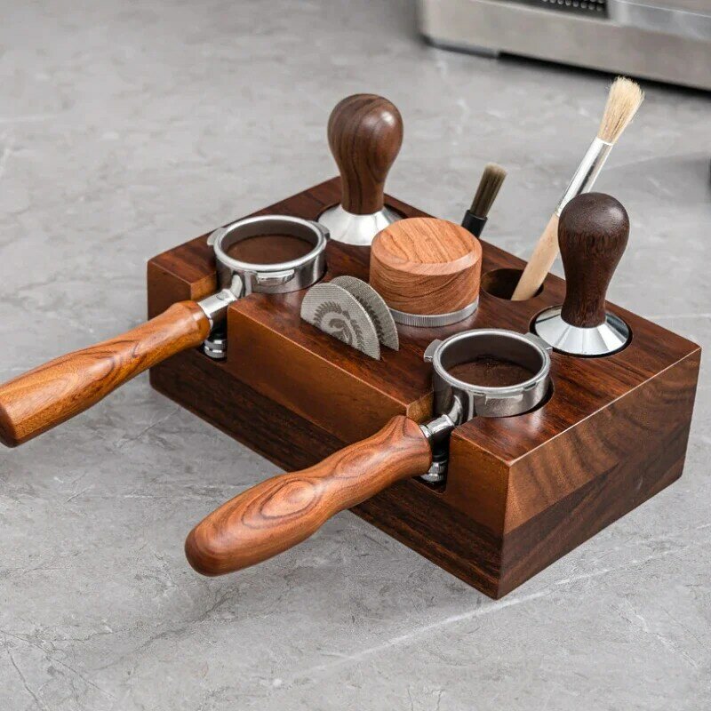 Soporte de madera para Tamper de café, accesorios para Barista, estación de apisonamiento, organizador de café, soporte de Base, barra de madera