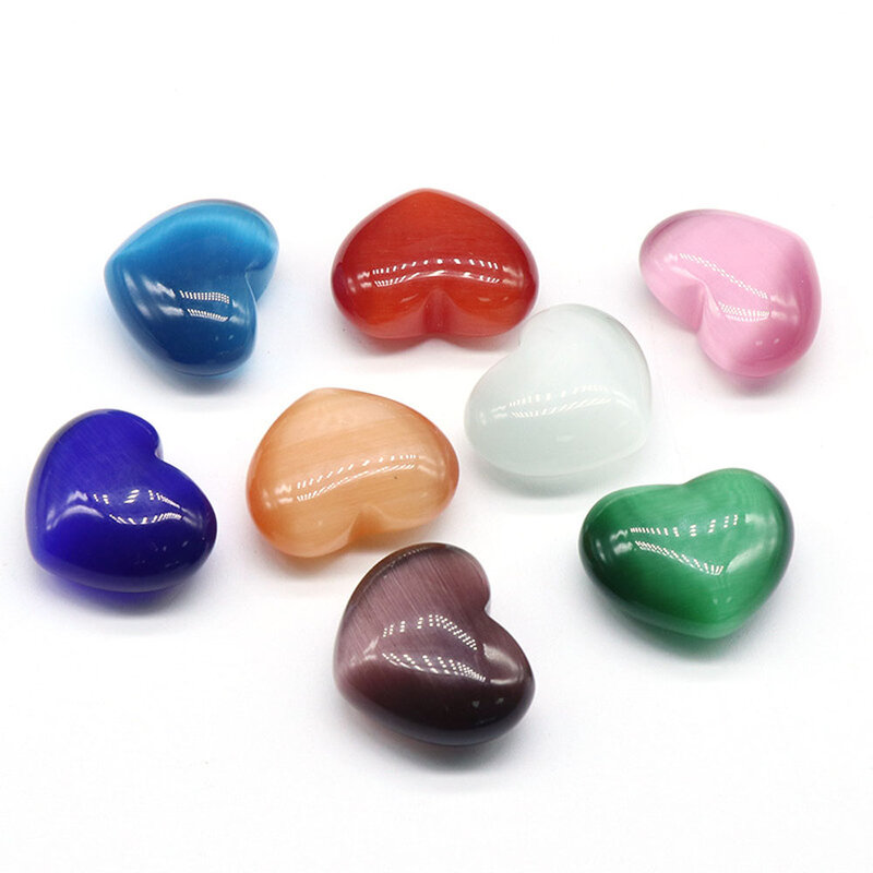 10PCS Wholesale Natural Stone Love Heart Shape Beads Ornament Multicolor For Jewelry Making DIYHealing Energy Gem Charms Gift