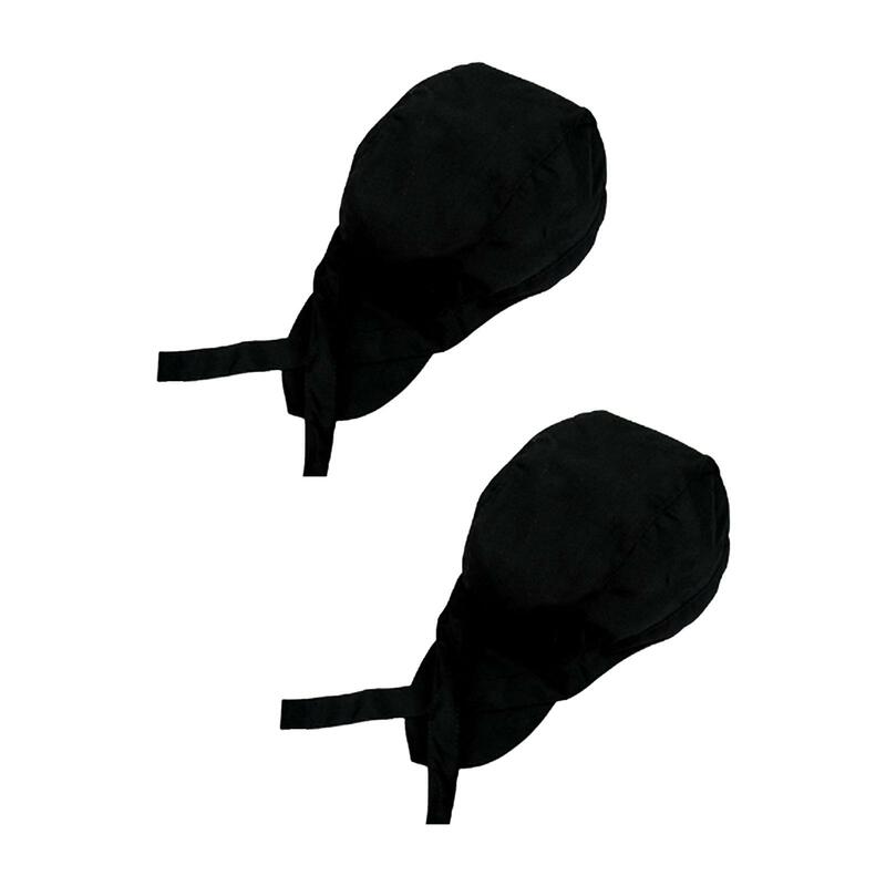 2Pc Cooking Caps Breathable Uniform Hat Professional Kitchens Chef Skull Caps Black Chef Hats for Hotel Adults Catering Bar Cafe