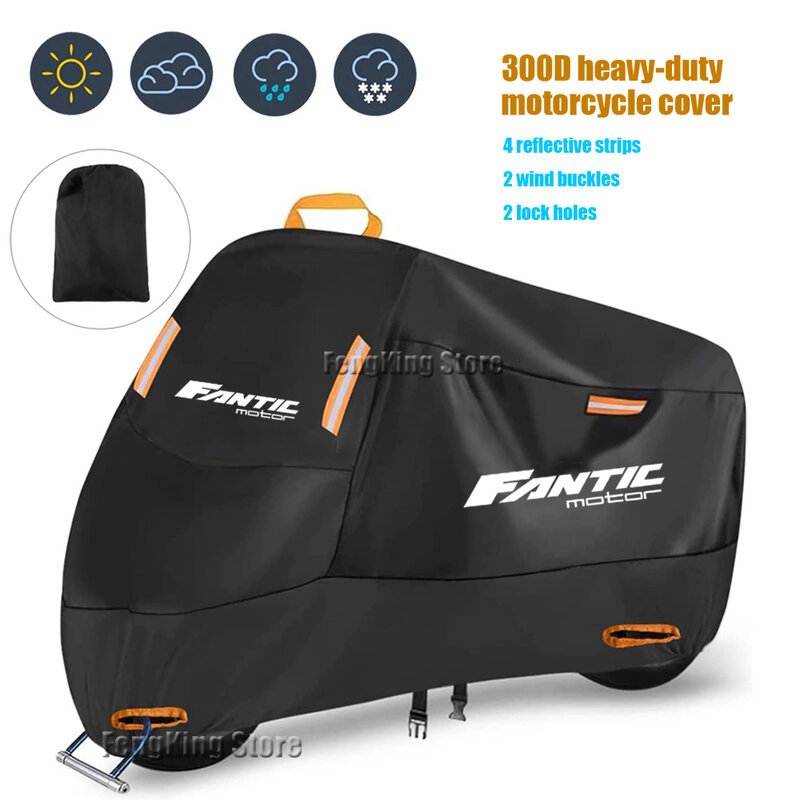 For Fantic Motor Motorcycle Cover Waterproof Outdoor Scooter UV Protector Rain Cover