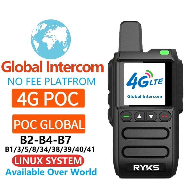 Global-Intercom 4G PoC Internet, radio bidirectionnelle, carte Mini SIM, walperforé, longue portée, 5000km, paire (sans frais), plateforme d'interphone