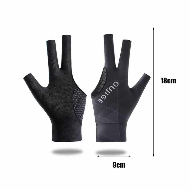Sarung tangan biliar Anti keringat, sarung tangan biliar profesional Anti licin antiaus, sarung tangan 3 jari terbuka