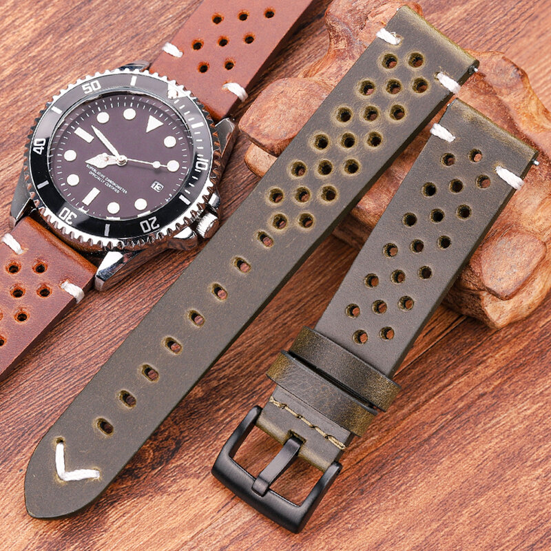 Echtes Leder Armband Handgemachte Öl Wachs Rindsleder Strap 18mm 20mm 22mm 24mm 4 Farben Vintage Uhr band Zubehör