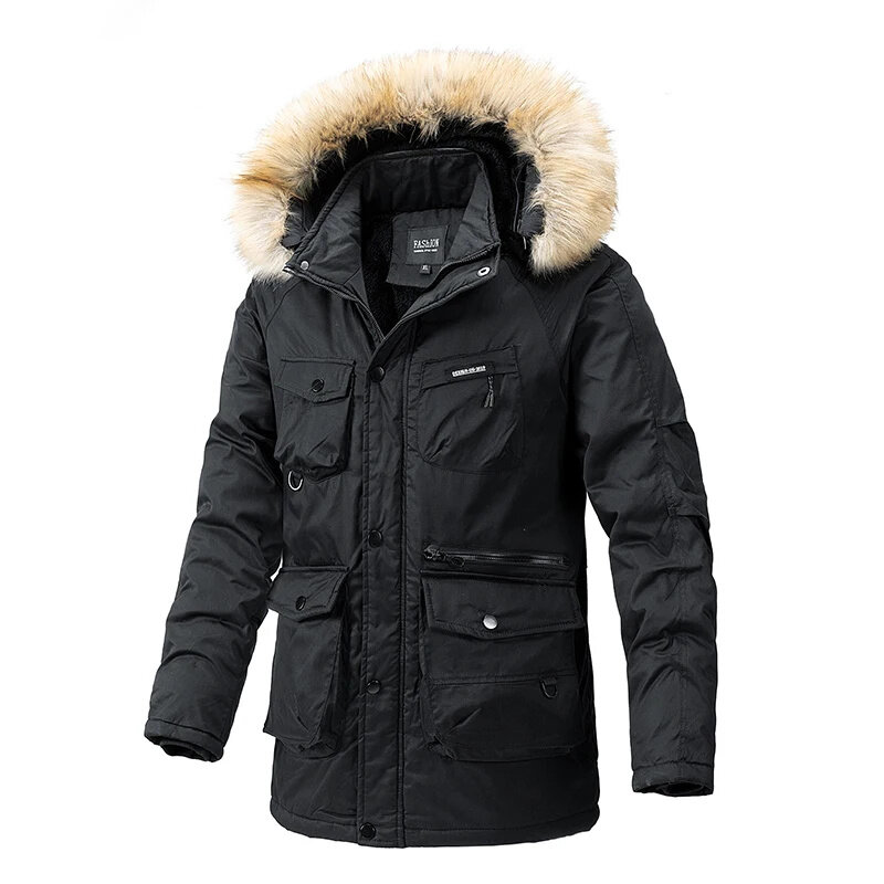 เสื้อแจ็คเก็ตผ้าฝ้ายกันลมมีฮู้ดสำหรับผู้ชาย, เสื้อโค้ทผ้ากำมะหยี่หนา2024ใหม่ฤดูใบไม้ร่วงฤดูหนาว