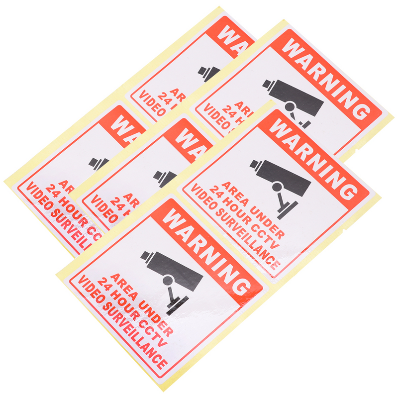 20 Pcs Security Camera Warning Sign Sticker Emblems Television 24 Hour Video CCTV