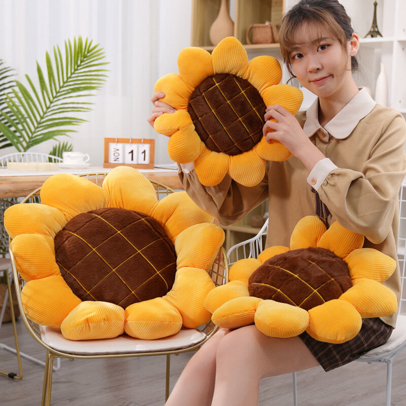 Cojín de felpa con diseño de girasol para niños y niñas, almohada suave de 40/50/70cm para la siesta y la Oficina, ideal como regalo de cumpleaños