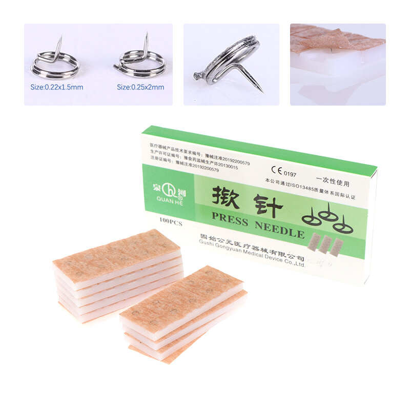 100Pcs/box Multi-Condition Ear Seed Acupressure Kit Disposable Press Needle Ear Seeds Acupuncture Vaccaria Plaster Needles
