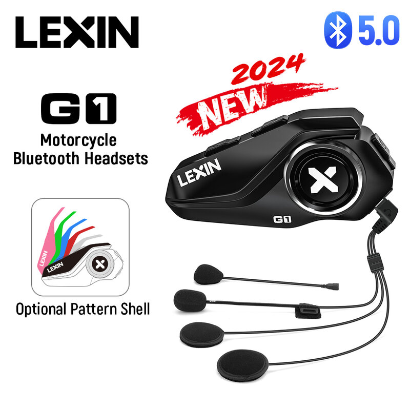 Lexin-auriculares G1 con bluetooth 2024 para casco de motocicleta, altavoces de alta definición, mejora de la calidad del sonido, novedad de 5,0
