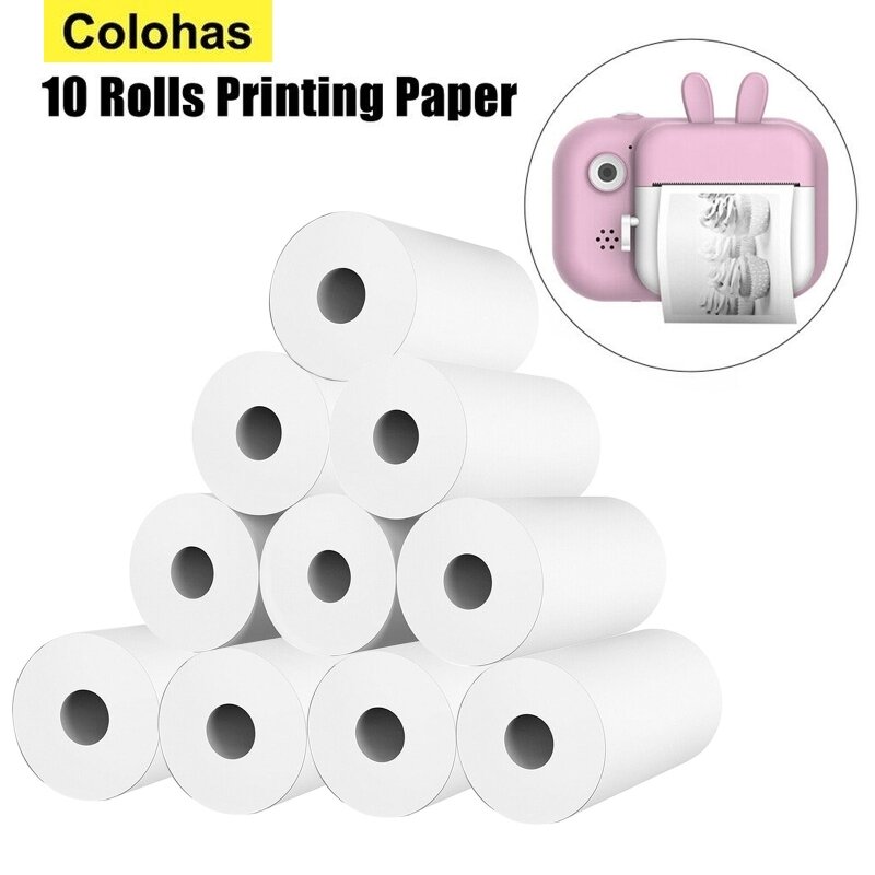 10 Rolls White Children Camera Wood Pulp Thermal Paper Instant Print Kids Camera Printing Paper Replacement Accessories Parts