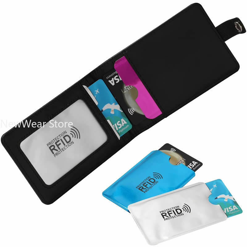 ซองใส่บัตรป้องกันการสแกน1ชิ้นที่ใส่บัตรแบบพกพาสำหรับ NFC RFID กระเป๋าใส่บัตรป้องกันแม่เหล็กอลูมิเนียมฟอยล์
