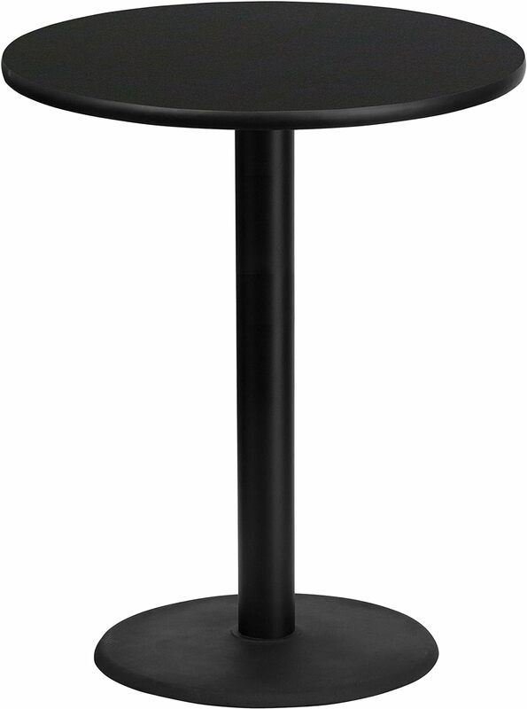 Stiles 36'' Round Black Laminate Table Top with 24'' Round Bar Height Table Base