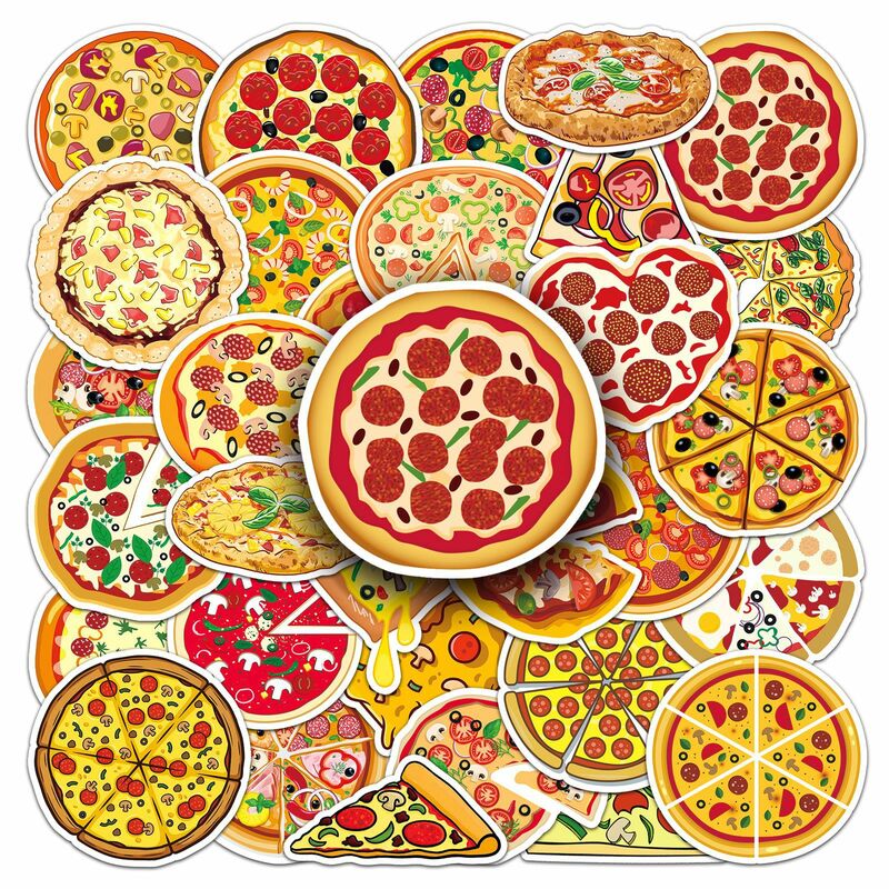 ملصقات سلسلة البيتزا ، مناسبة لأجهزة الكمبيوتر المحمول ، الخوذات ، زخرفة سطح المكتب ، ألعاب ذاتية الصنع ، بيع بالجملة ، لذيذة ، 50 *