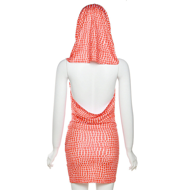 New Fashion Ladies Plaid Hooded Skirt Skin Friendly Club Style Hot Sale Orange Sexy S M L