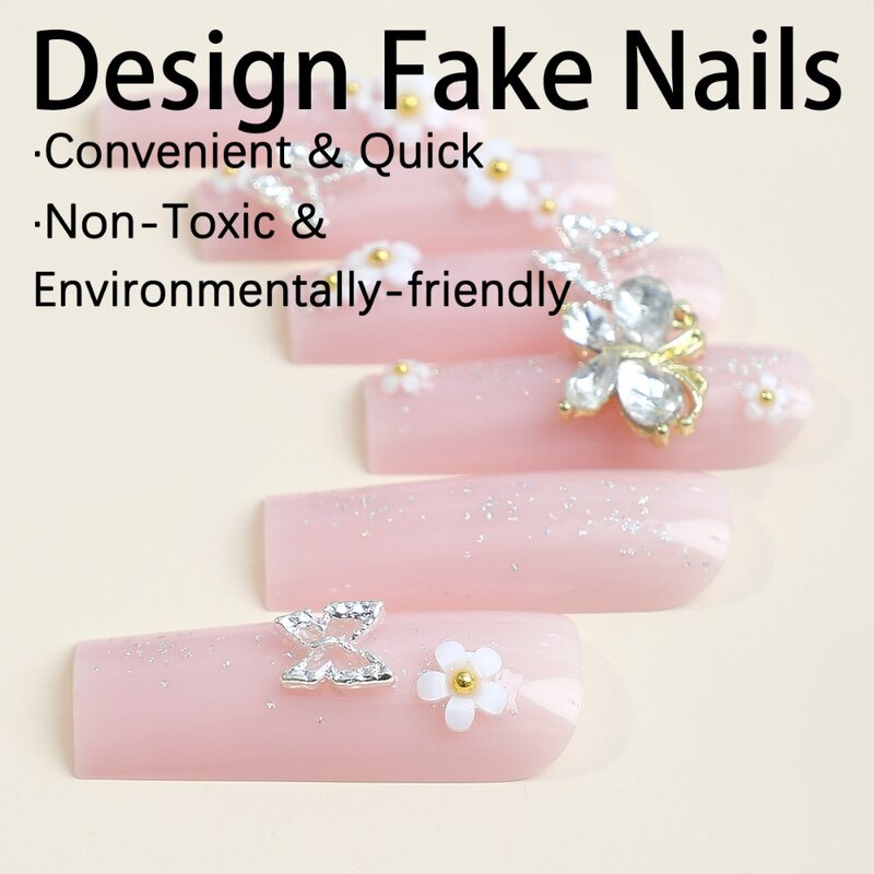 Valentine's Day Ballerina False Nails Fashion Press on Nails Full Cover False Nail Wearable Manicure Tool Nail Tips Girl