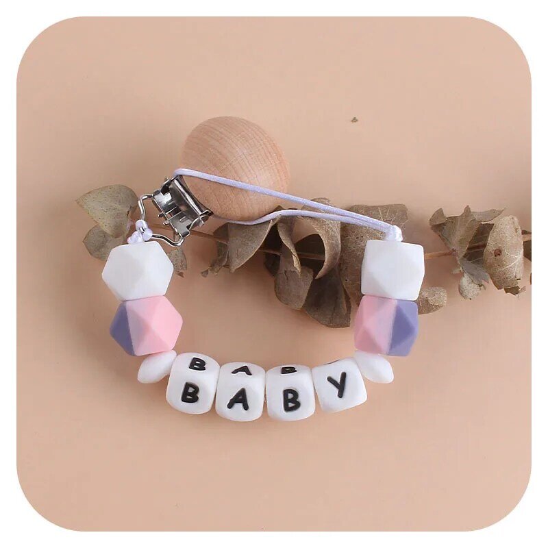 Personalized Name Baby Pacifier Clips Dummy Nipples Holder Clip Chain Pacifiers Accessories Teething Toy Infant Feeding BPA Free