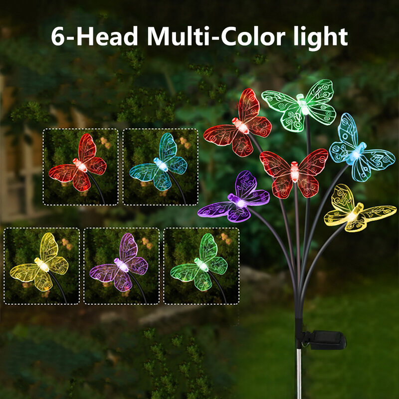 Фонари-бабочки на солнечной батарее, уличные водонепроницаемые садовые фонари с питанием от солнечного света, ландшафтные фонари-бабочки для газона, украшение для сада