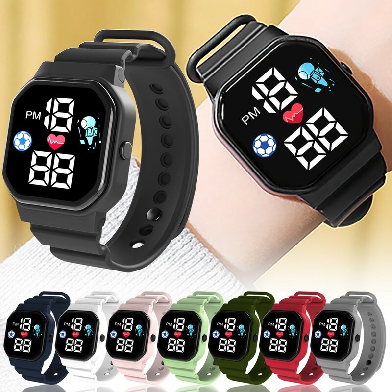 Zegarek dla dzieci Sport Led cyfrowe zegarki Spaceman silikonowy pasek wodoodporny elektroniczny zegarek na rękę dla dzieci chłopców dziewcząt prezenty 2023