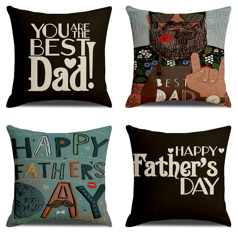 Happy Father's Day You Are The Best Dad Print Miękka kwadratowa poszewka na poduszkę z mieszanki lnu Poszewka na poduszkę do salonu Wystrój domu