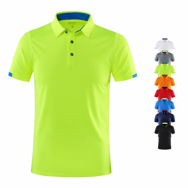 Kemeja Polo lengan pendek cepat kering, kemeja olahraga kerah bernapas, merek Grup perusahaan Golf, besar, 8 warna