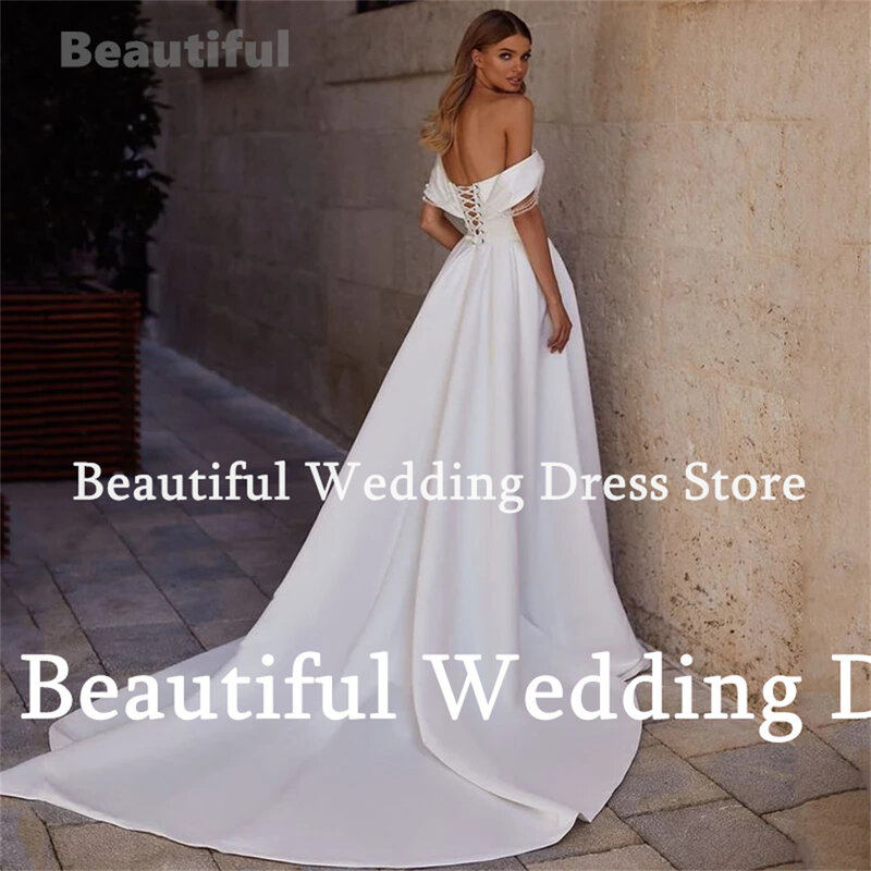 Элегантное свадебное платье без рукавов с бахромой и блестками, новое атласное официальное платье, сексуальное платье с разрезом сбоку, а-силуэт, свадебное платье