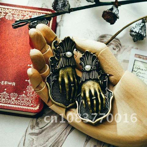 Klip kertas tangan wanita Vintage jurnal logam Retro klip dekoratif bahan buku harian Album buku tempel Antik 1 buah