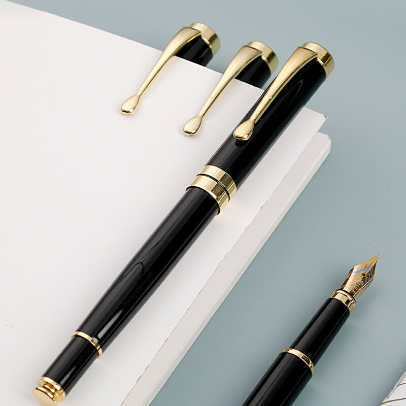 Testo dorato incisione personalizzata penna stilografica regalo materiale scolastico 2024 cancelleria uomo lusso di alta qualità scrittura ufficio metallo