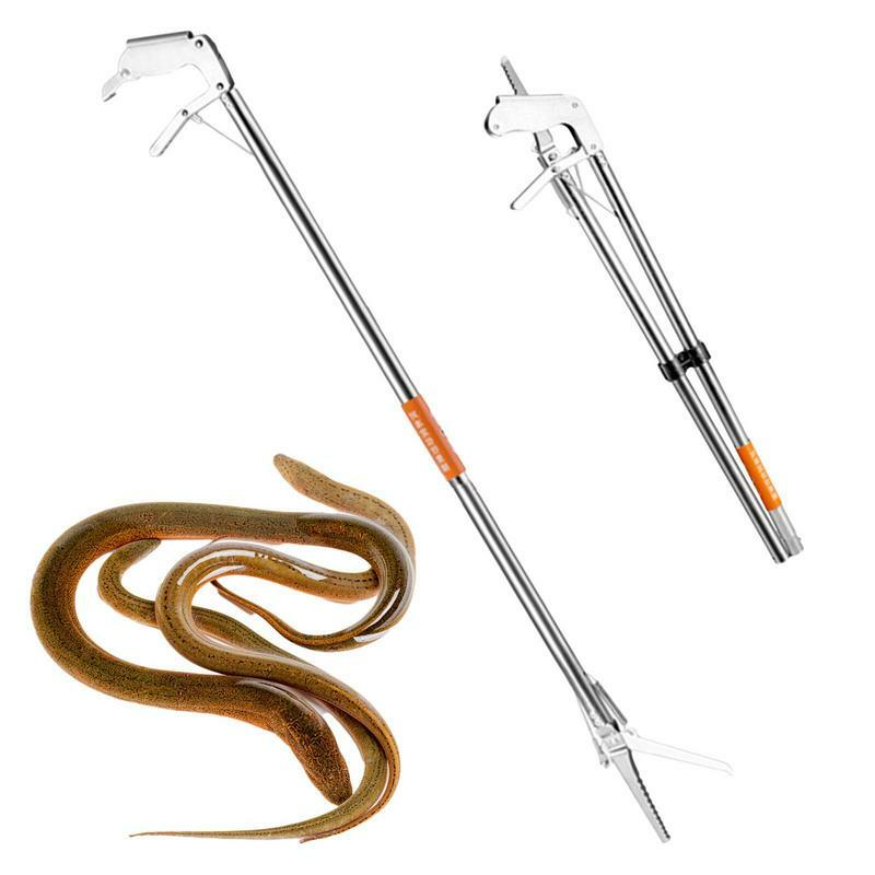 Alat pengendali ular penangkap ular, alat penjepit ular Stainless Steel dapat dilipat, alat pengambil ular diperpanjang