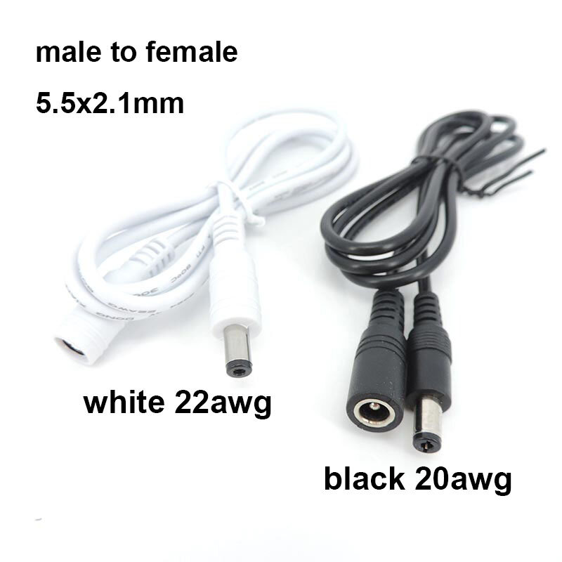 1m weiß schwarz DC Stecker zu Buchse zu Stecker 12V 24V DC Netzteil Kabel Verlängerung kabel Adapter 5,5mm x 2,1mm für Licht leiste l